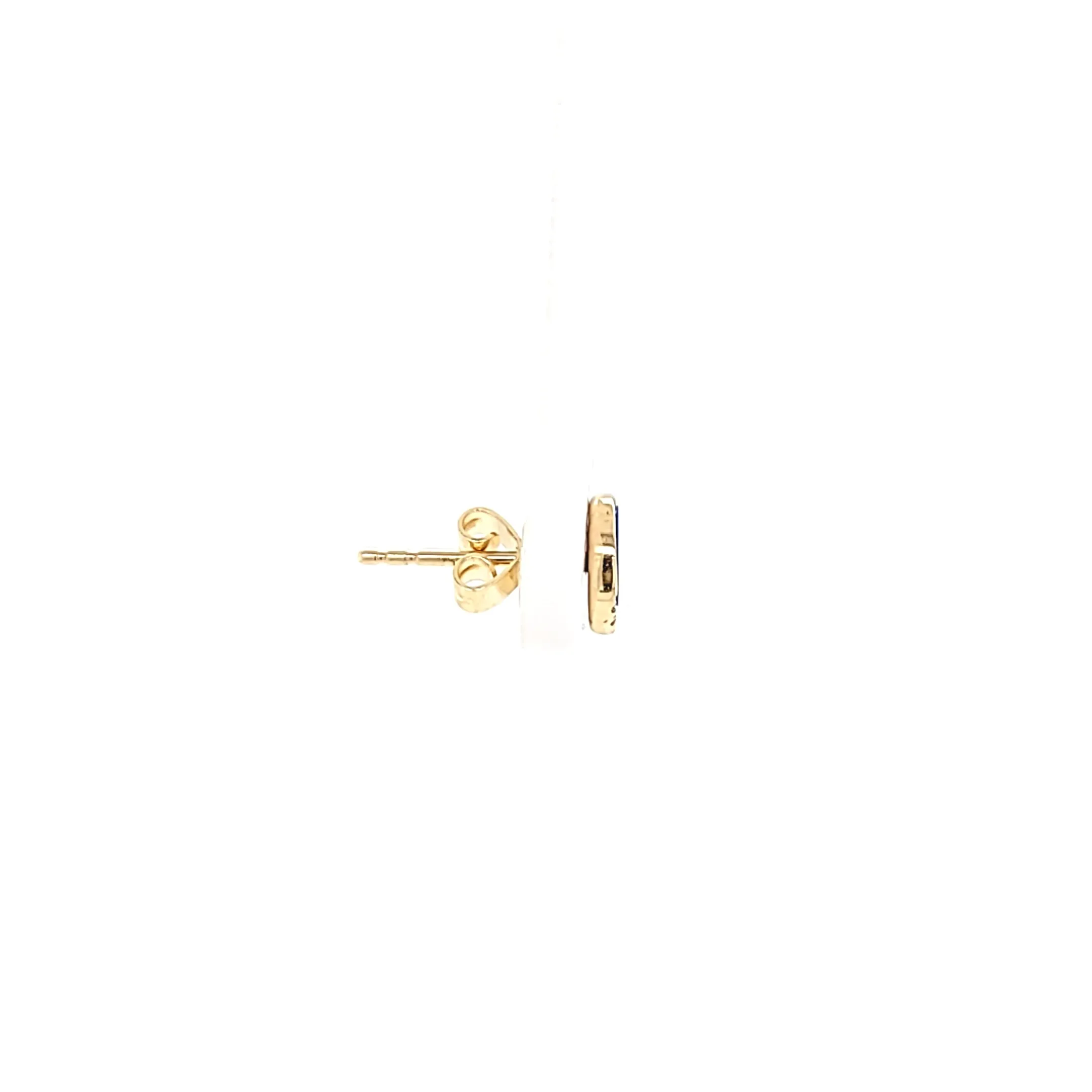 14k Yellow Gold Lapis & Diamond Petite Stud Earrings (I7739)