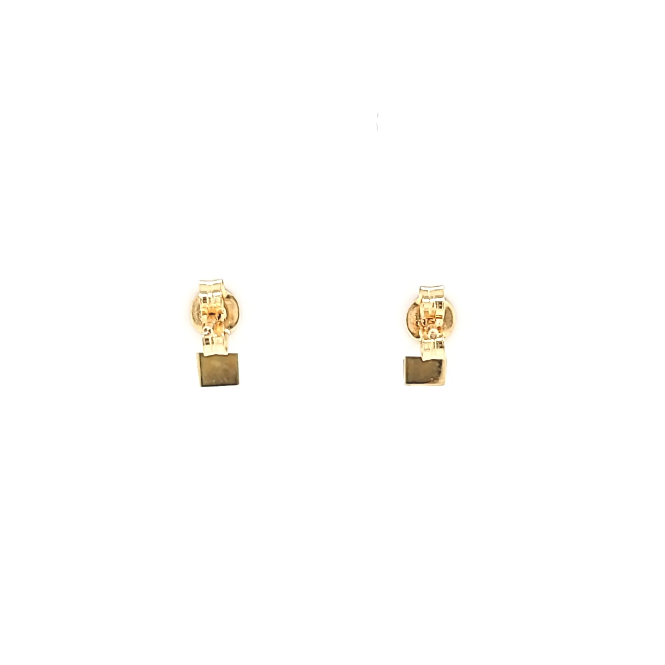 14k Yellow Gold Rectangle Lapis Stud Earrings (I7774)
