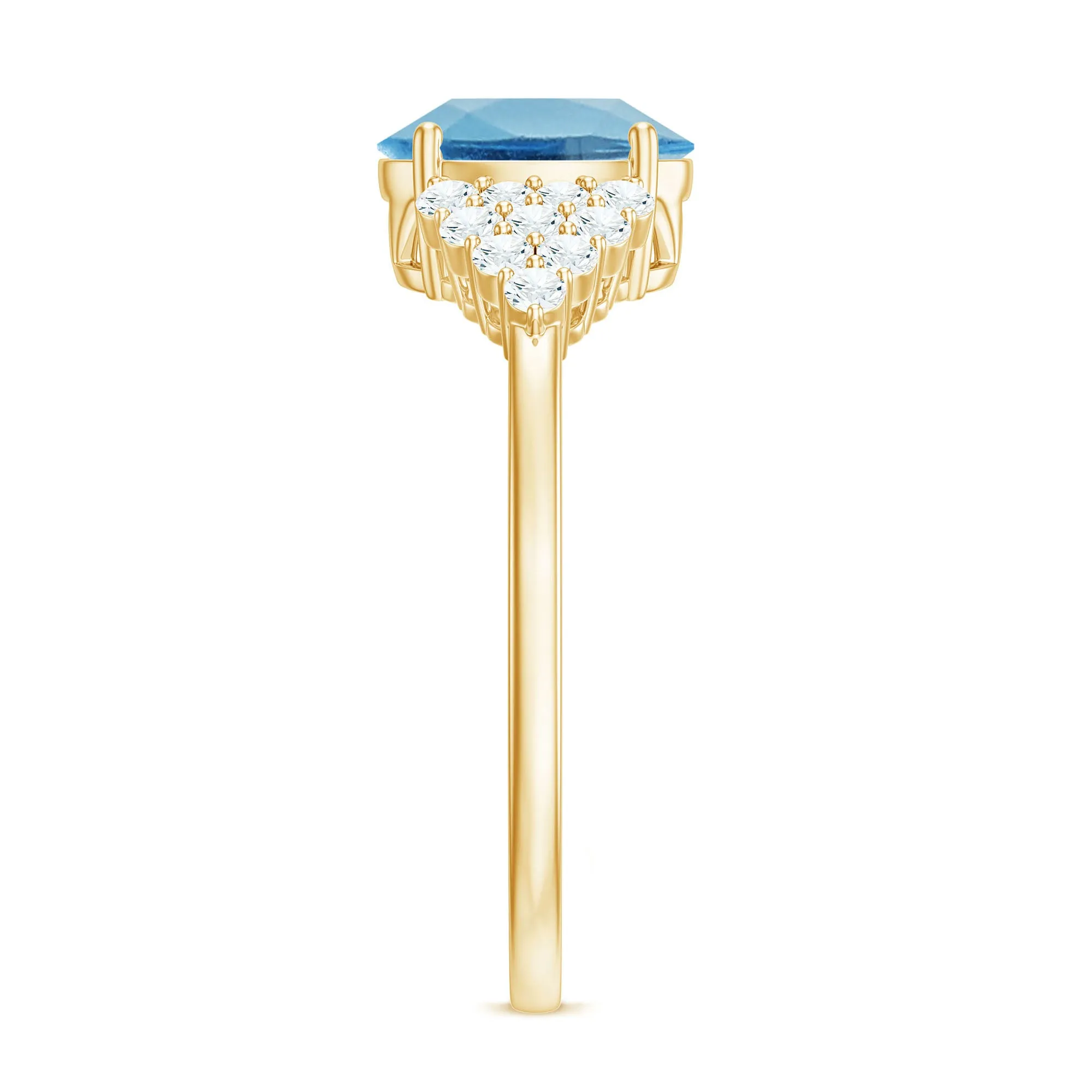 1.75 CT Swiss Blue Topaz Solitaire Ring with Diamond Accent