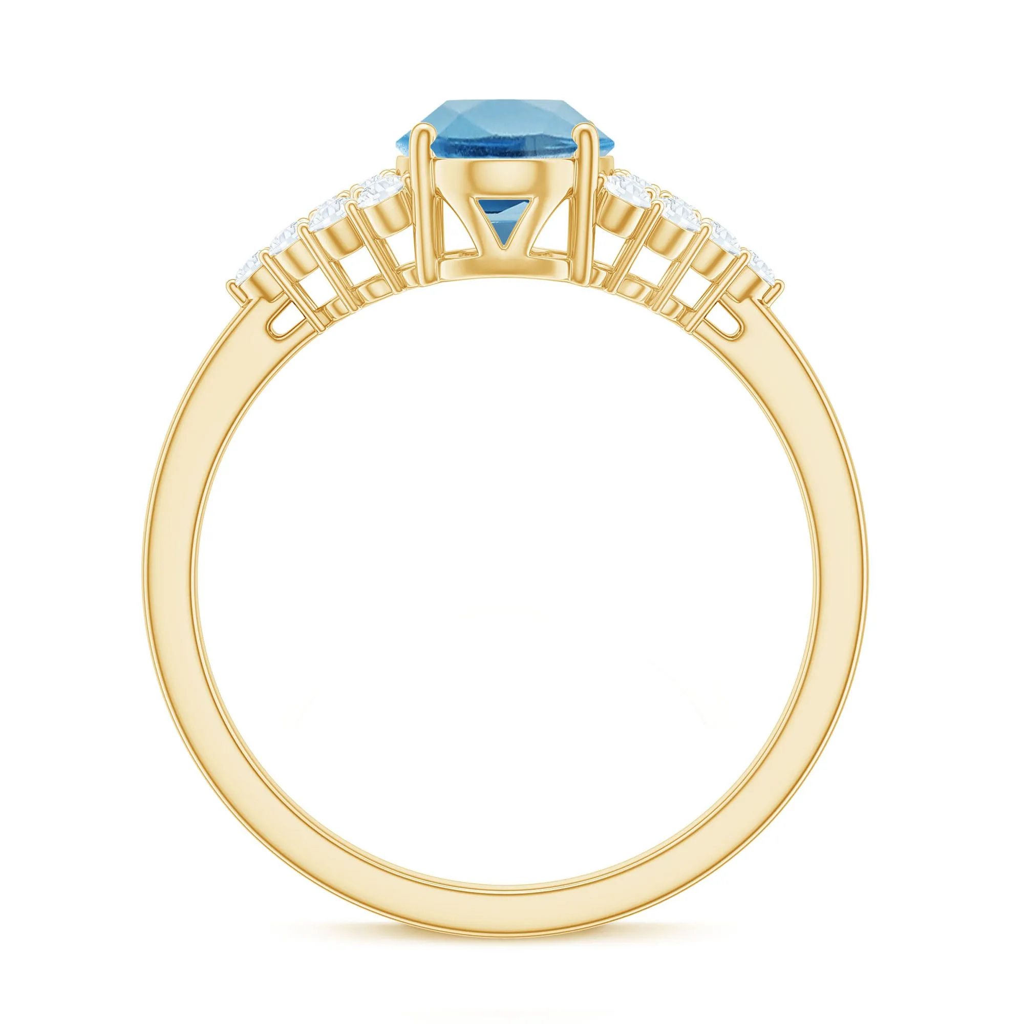 1.75 CT Swiss Blue Topaz Solitaire Ring with Diamond Accent