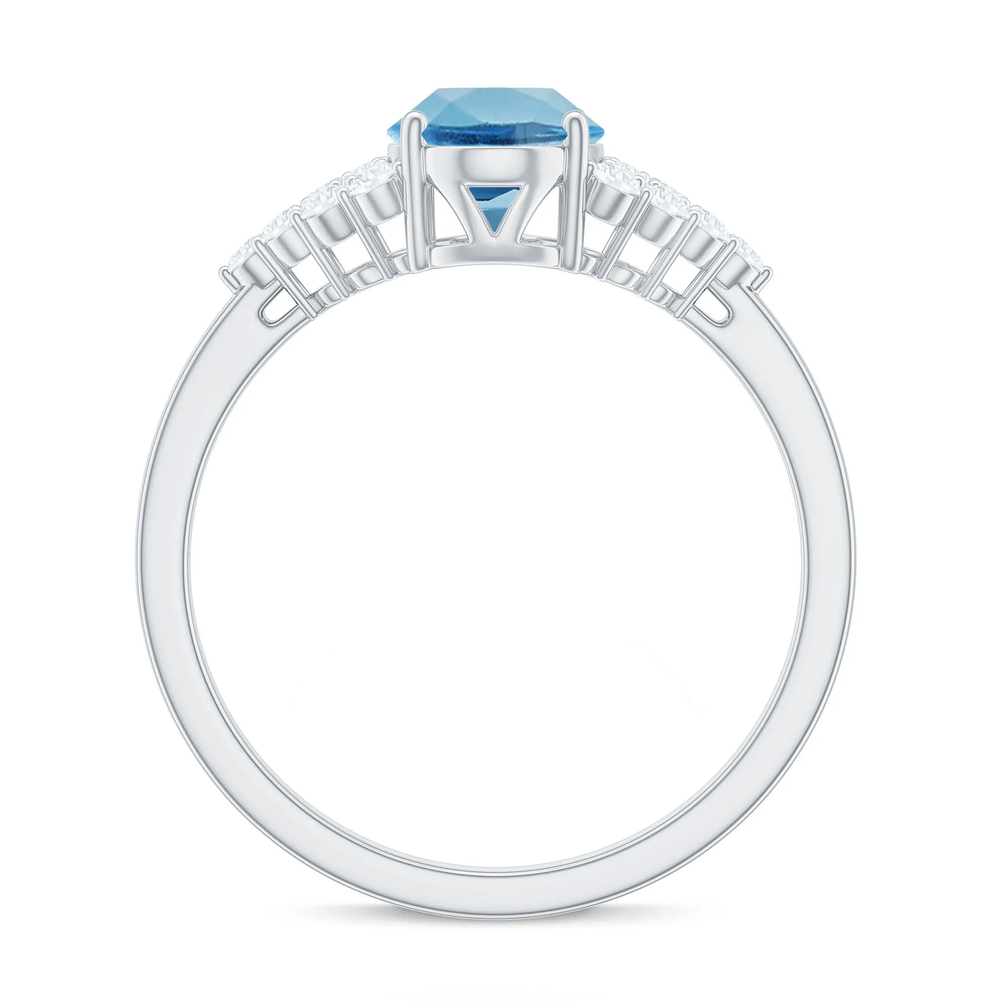 1.75 CT Swiss Blue Topaz Solitaire Ring with Diamond Accent