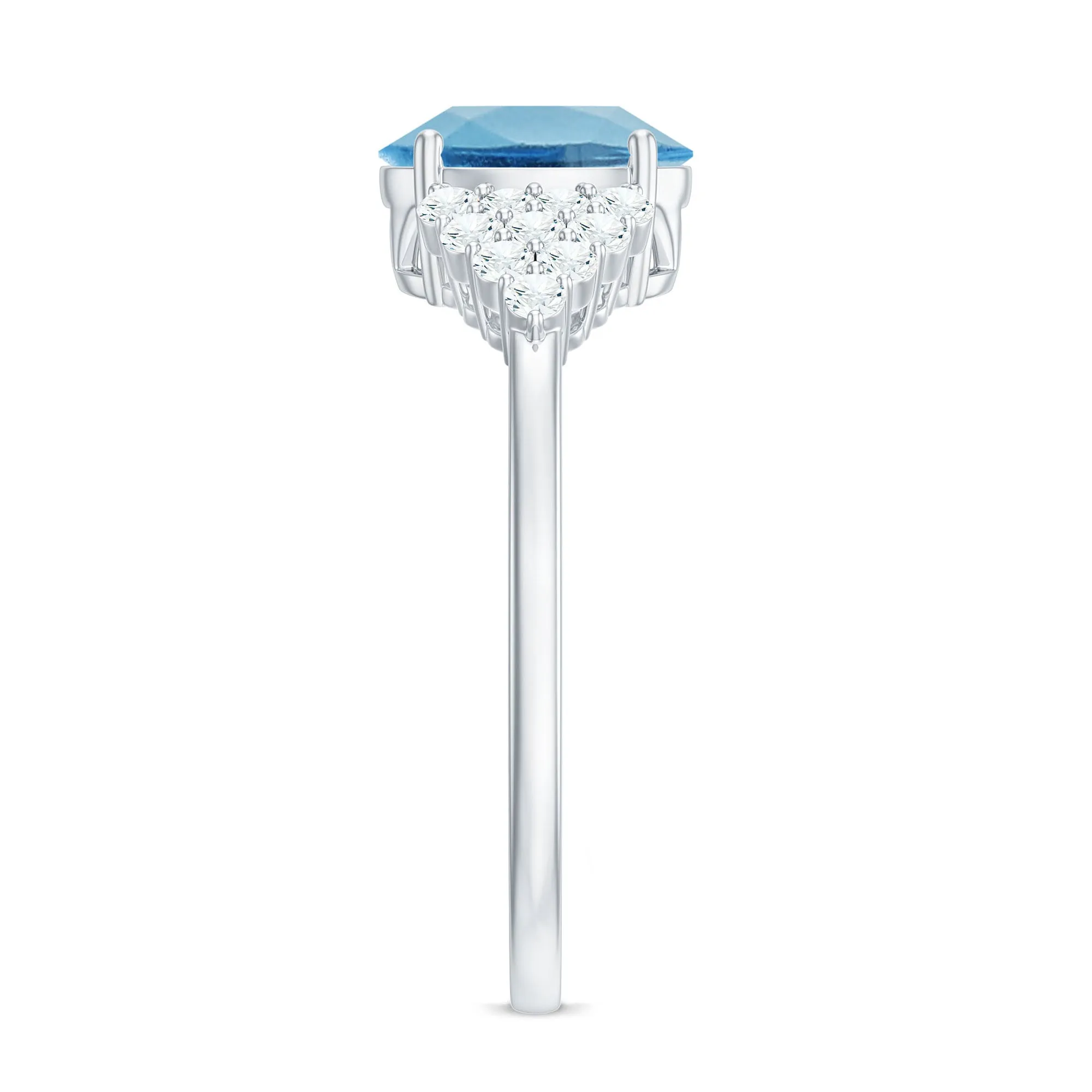 1.75 CT Swiss Blue Topaz Solitaire Ring with Diamond Accent