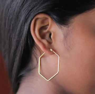 18K Gold-Filled Hexagon Hoop Earrings