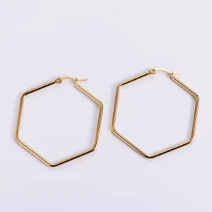 18K Gold-Filled Hexagon Hoop Earrings
