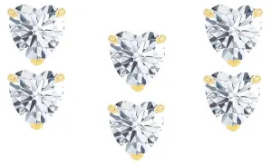 18k Yellow Gold Plated 6mm 2Ct Heart White Sapphire Set Of Three Stud Earrings