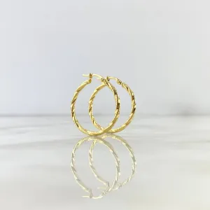 18K Yellow Gold Sami Braided Dotted Hoop Earrings 1.45gr / 1.06in