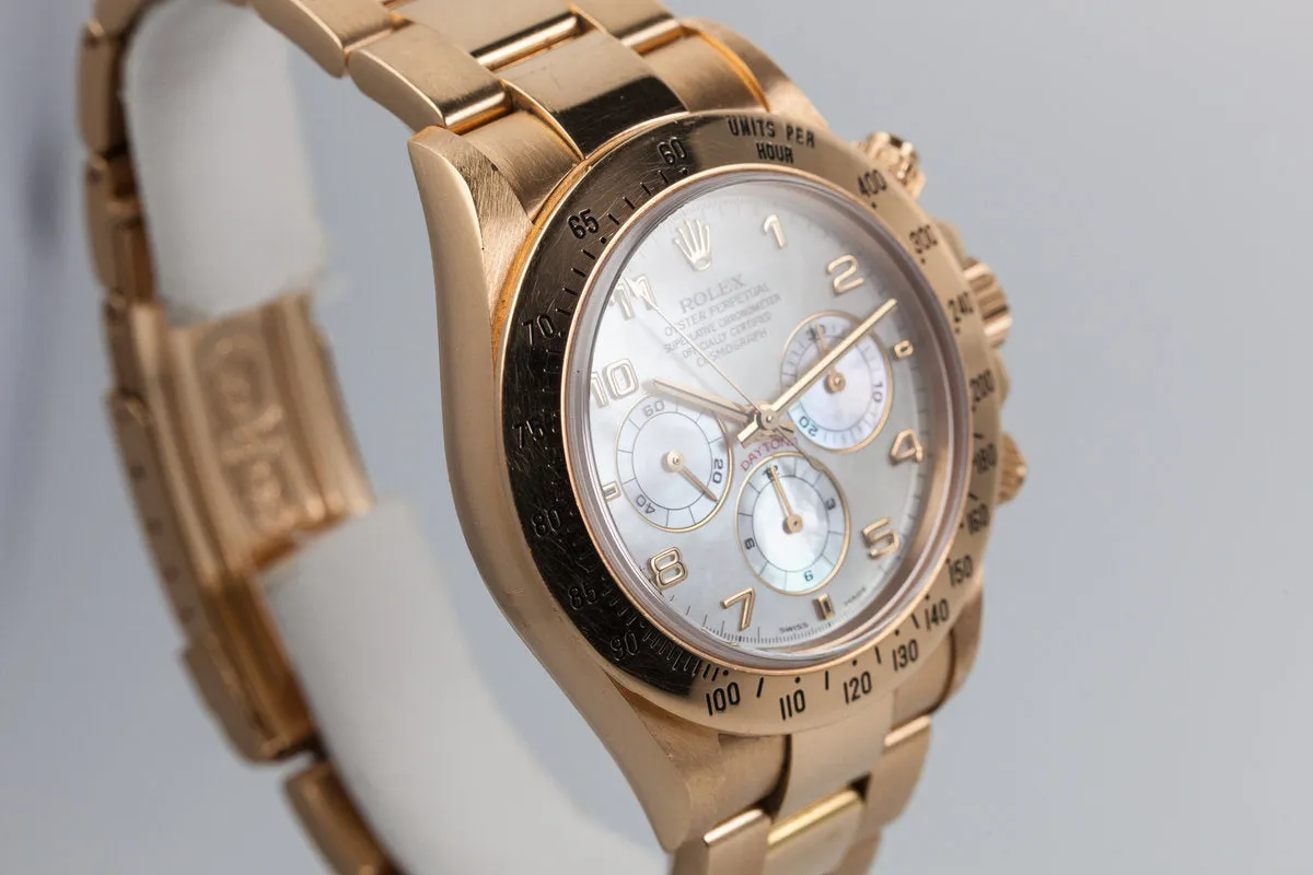 1999 Rolex 18K YG Daytona with Mother of Pearl Dial and Box and Papers