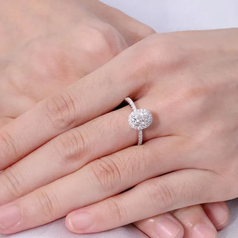 1CT Oval Cut Moissanite 10K Solid Gold Ring