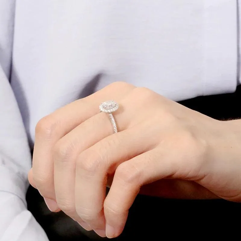 1CT Oval Cut Moissanite 10K Solid Gold Ring