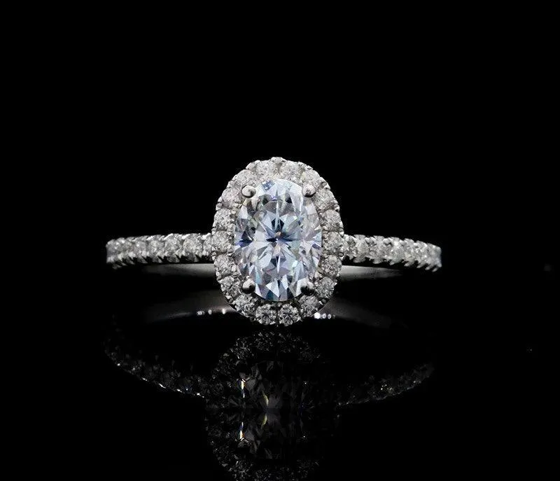 1CT Oval Cut Moissanite 10K Solid Gold Ring