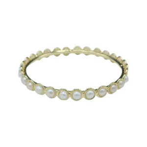 226-01-G | FULL PEARL BEZEL BANGLE ON GOLD