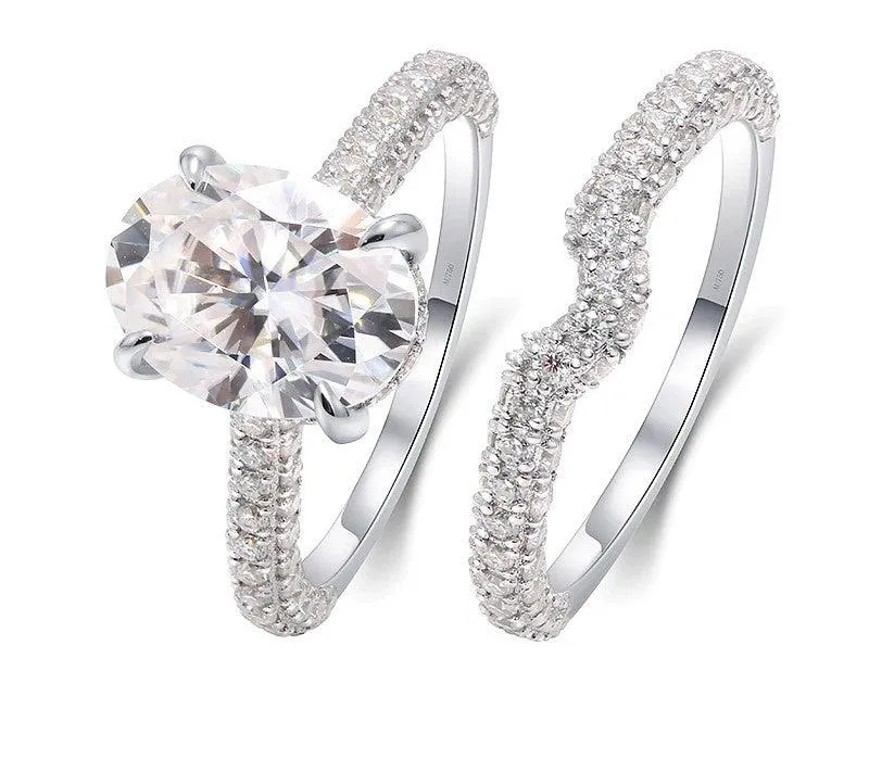 2.5CT Brillant Oval Cut 10K Solid Gold Moissanite Bridal Set