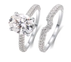 2.5CT Brillant Oval Cut 10K Solid Gold Moissanite Bridal Set