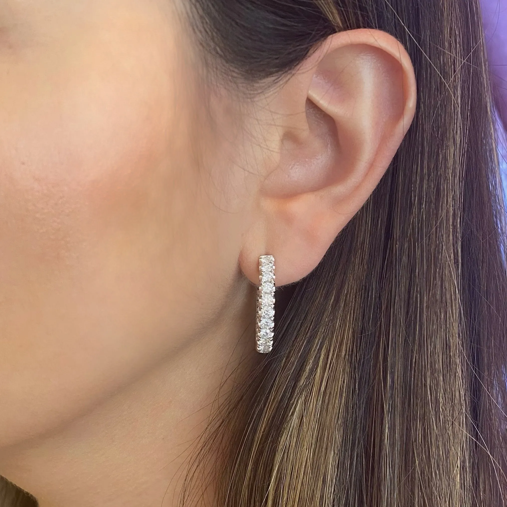 3 ct Diamond Interior & Exterior Hoop Earrings
