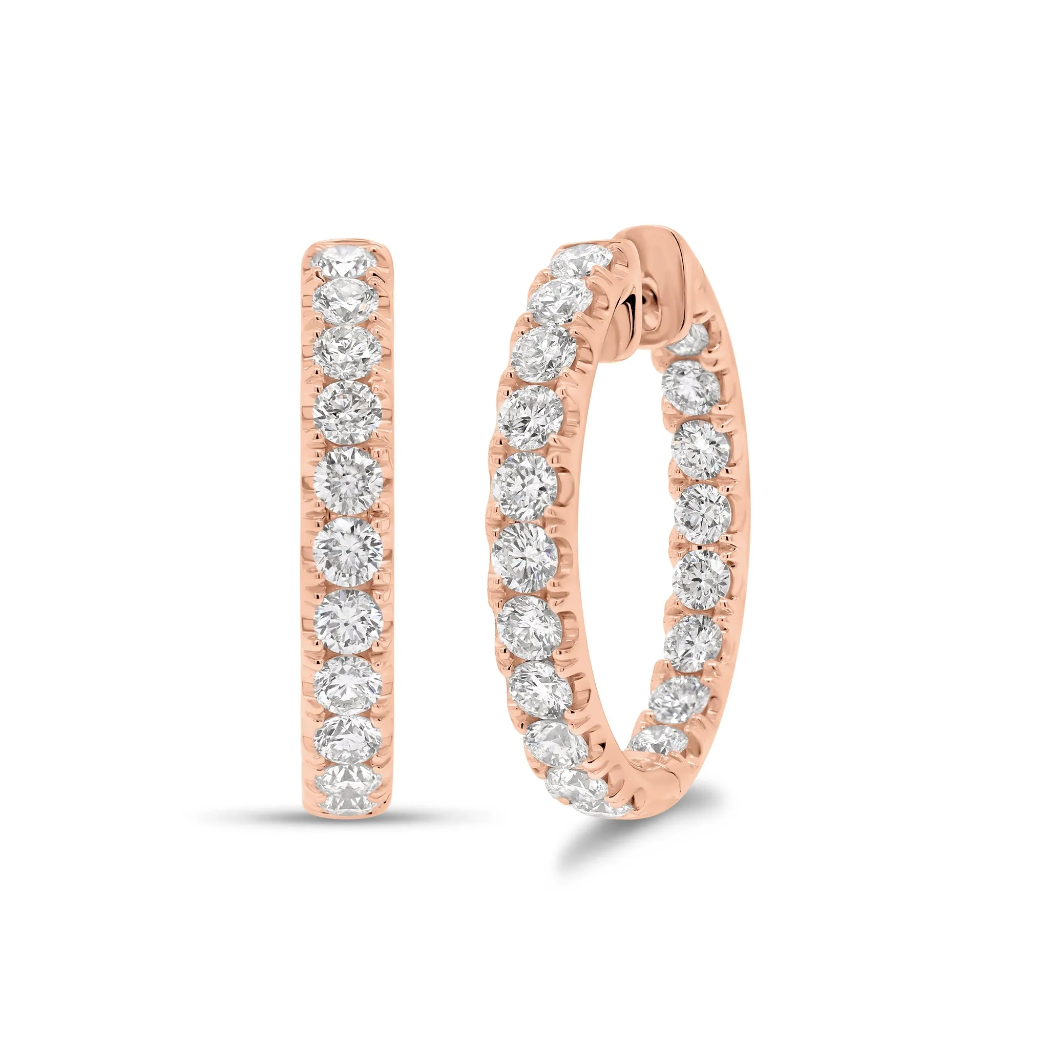 3 ct Diamond Interior & Exterior Hoop Earrings