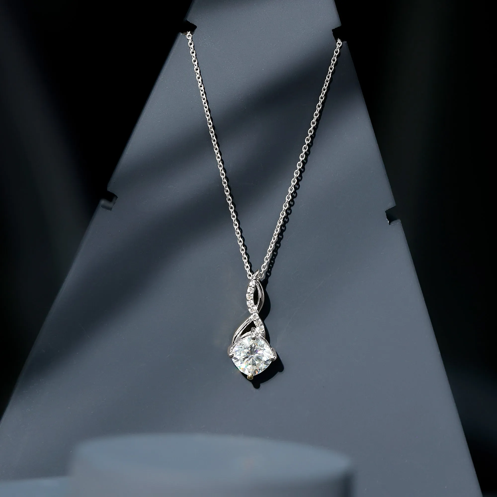 3.25 CT Round and Cushion Cut Moissanite Infinity Pendant