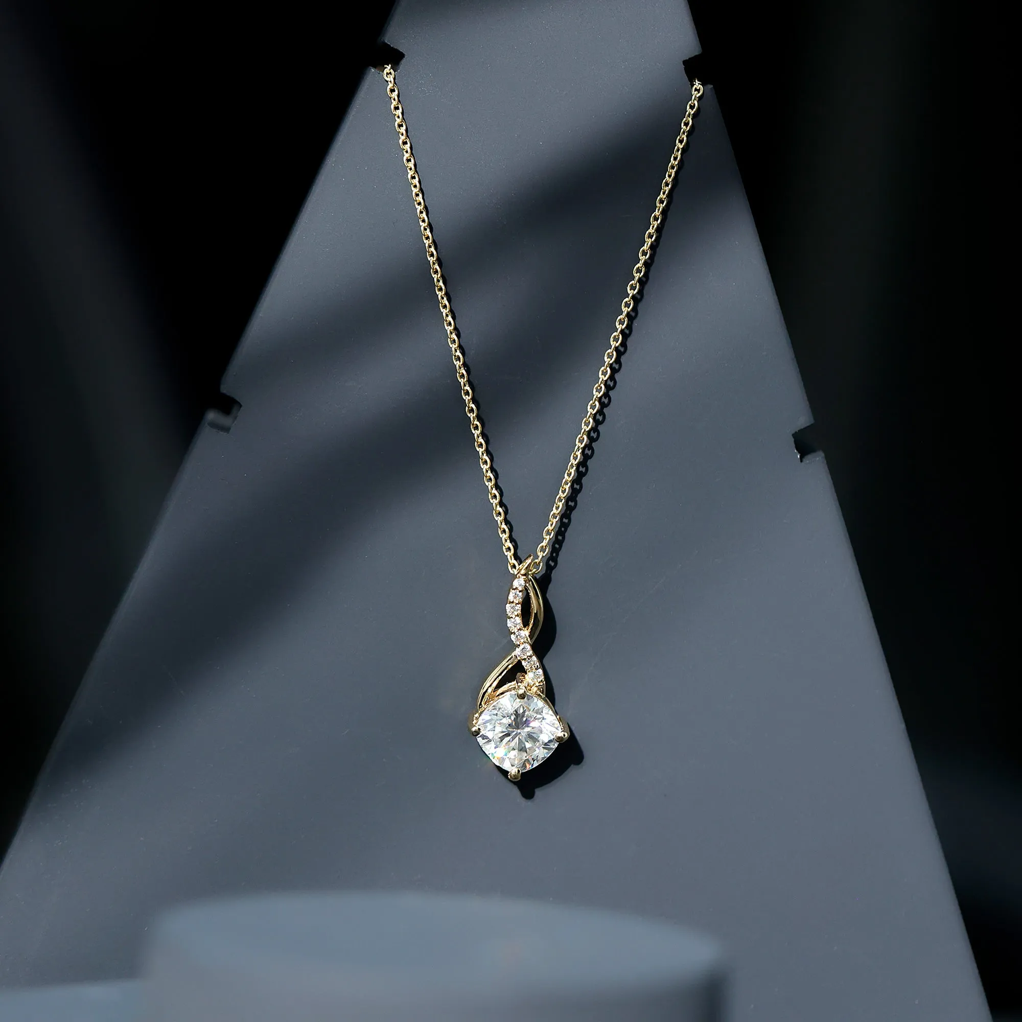 3.25 CT Round and Cushion Cut Moissanite Infinity Pendant