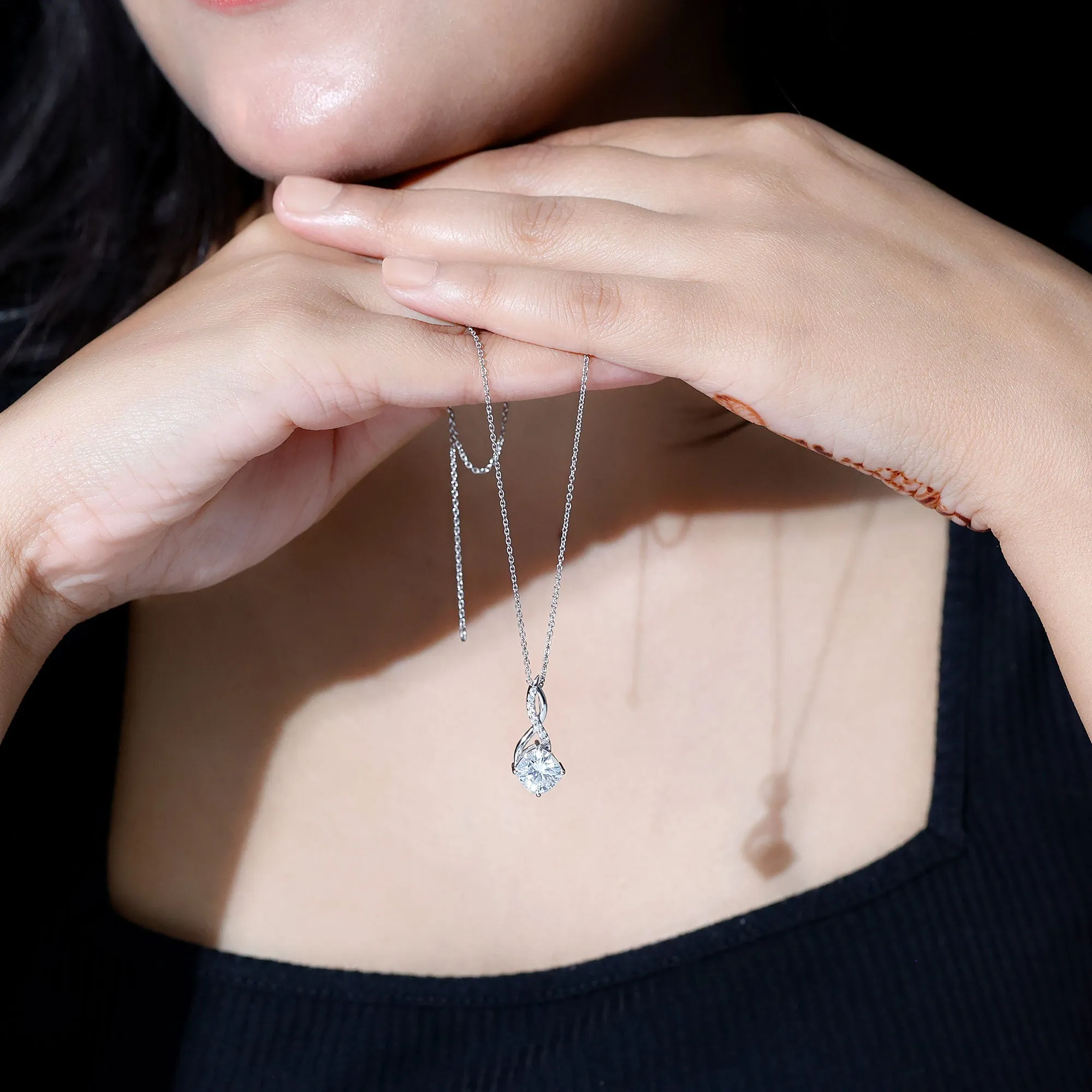 3.25 CT Round and Cushion Cut Moissanite Infinity Pendant