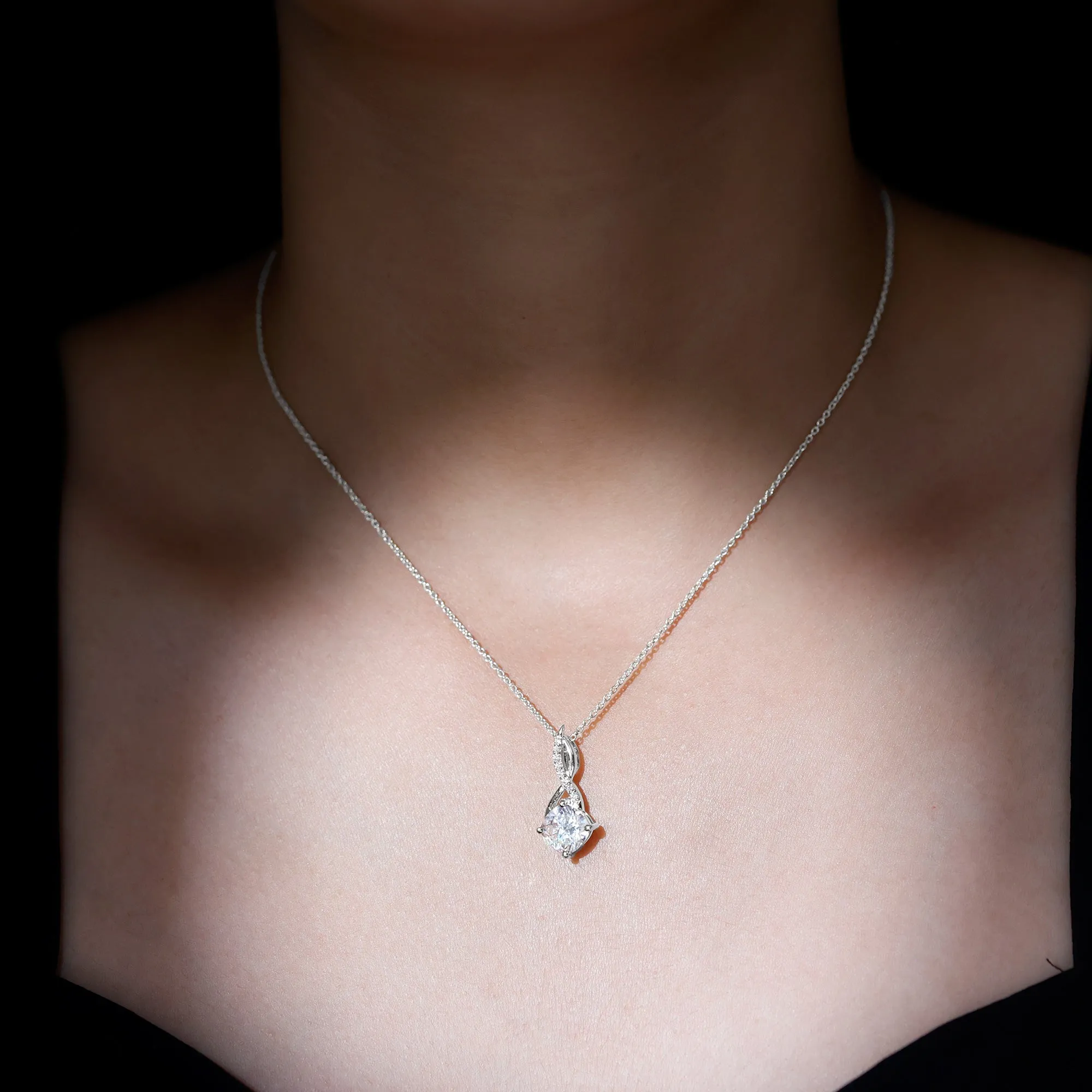 3.25 CT Round and Cushion Cut Moissanite Infinity Pendant