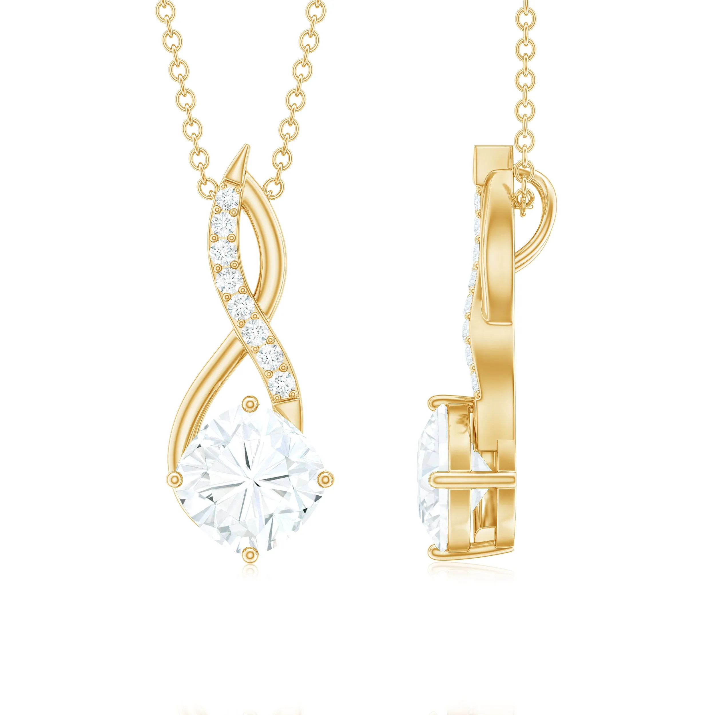 3.25 CT Round and Cushion Cut Moissanite Infinity Pendant