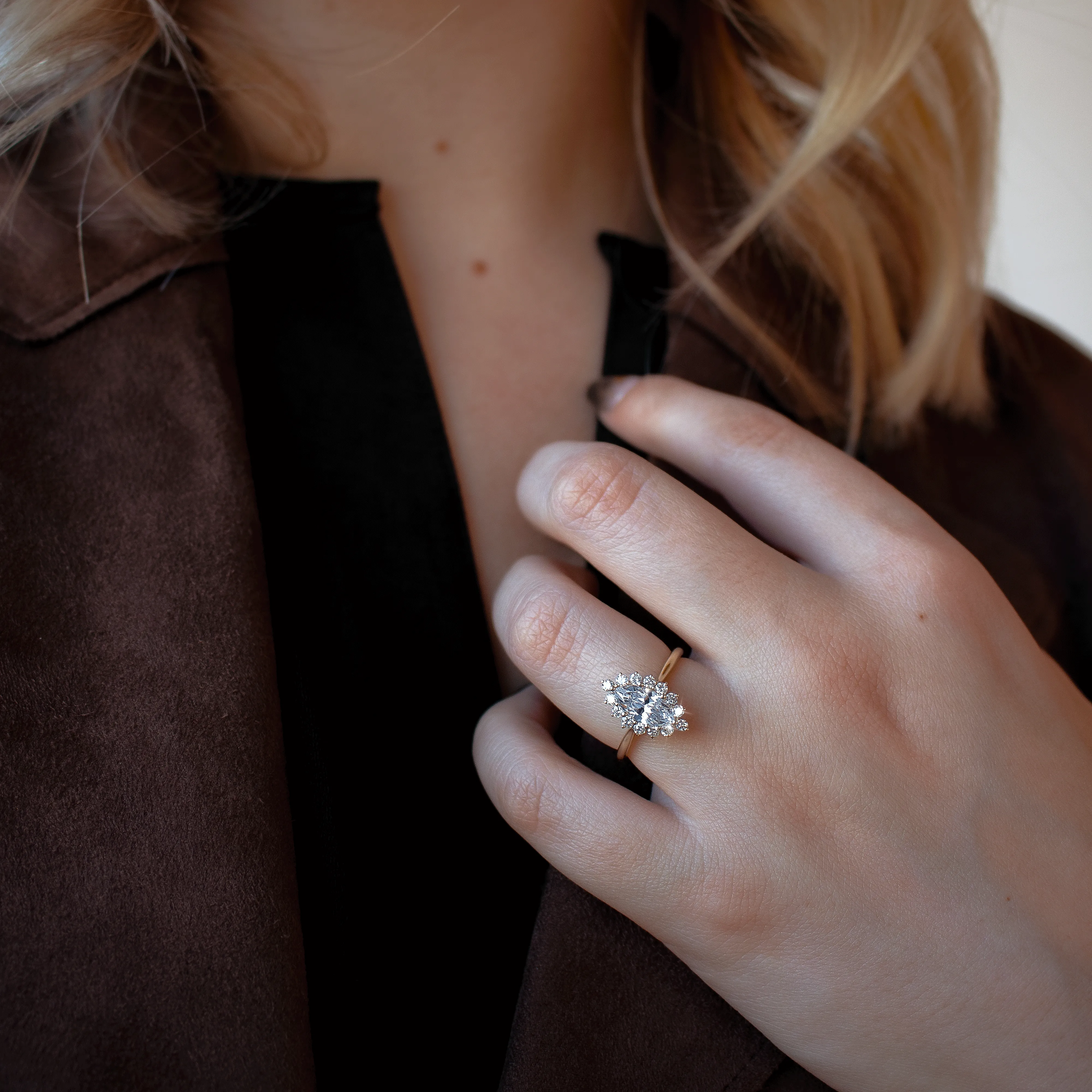 .33ctw Marquise Cut Diamond Halo Engagement Ring