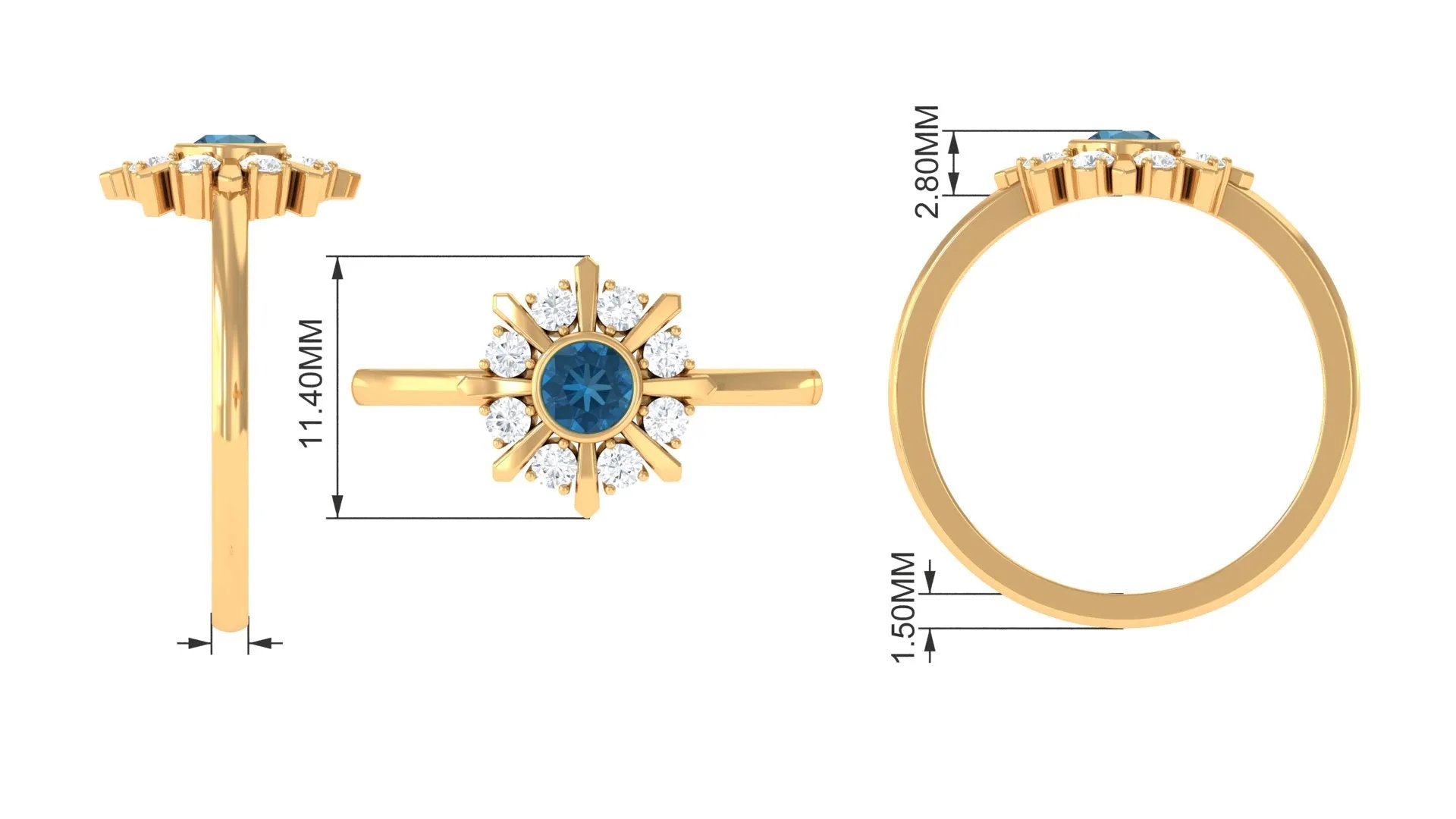 3/4 CT London Blue Topaz and Diamond Statement Ring