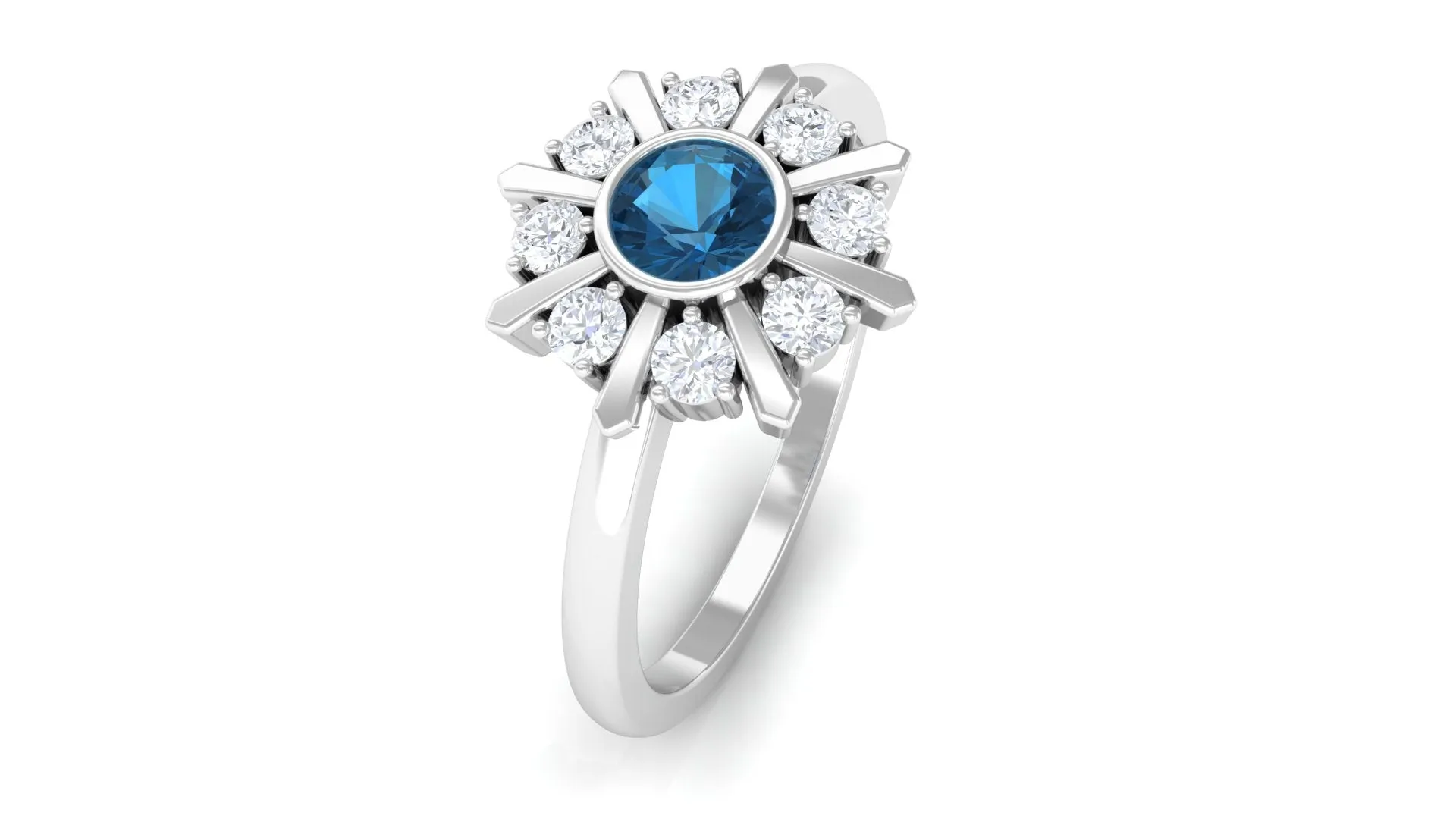 3/4 CT London Blue Topaz and Diamond Statement Ring