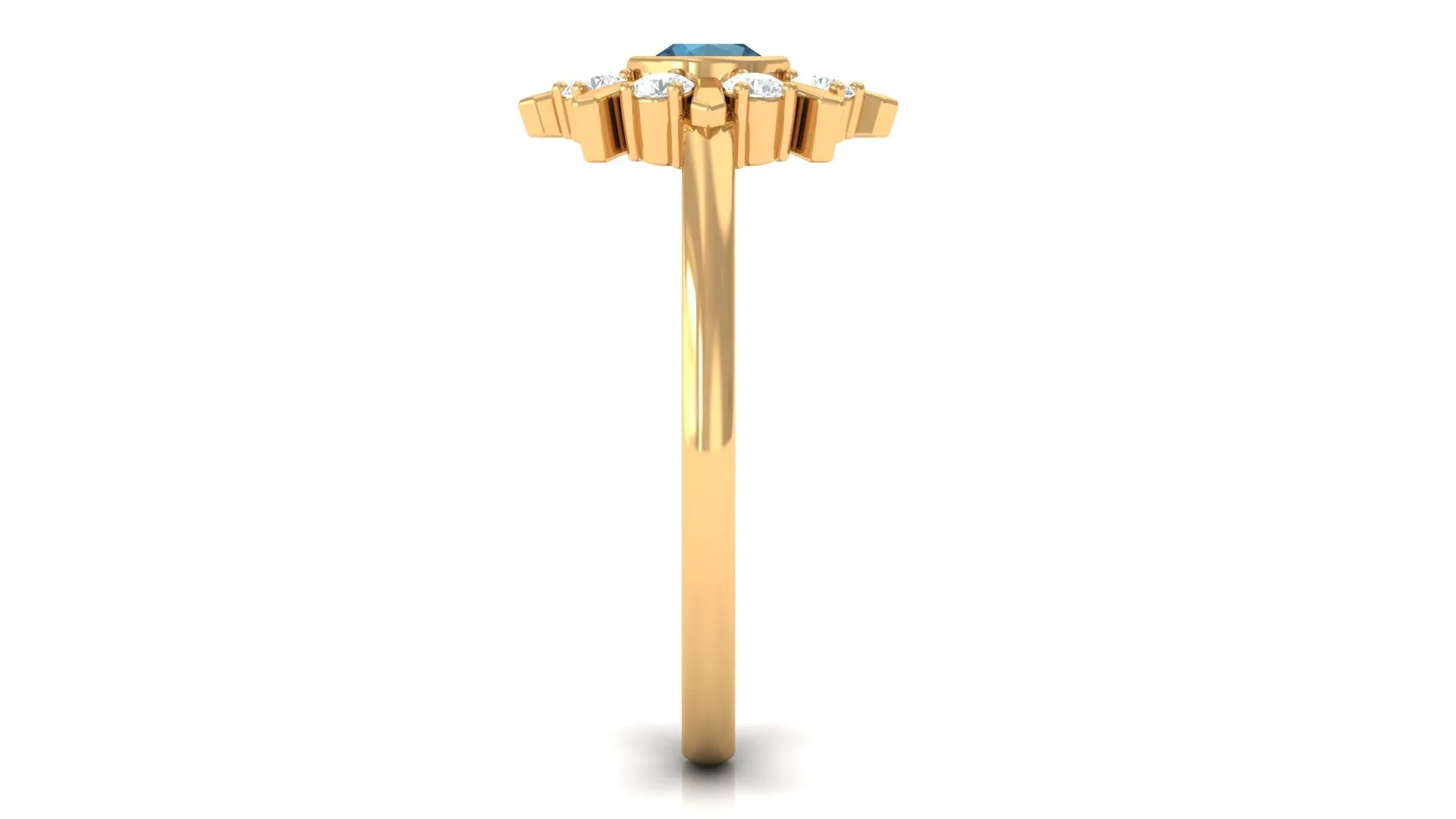 3/4 CT London Blue Topaz and Diamond Statement Ring