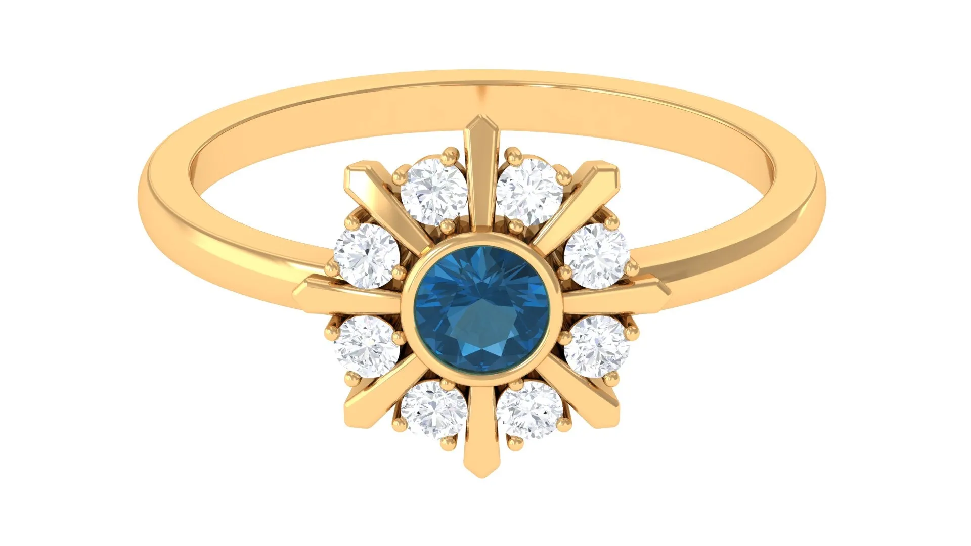 3/4 CT London Blue Topaz and Diamond Statement Ring