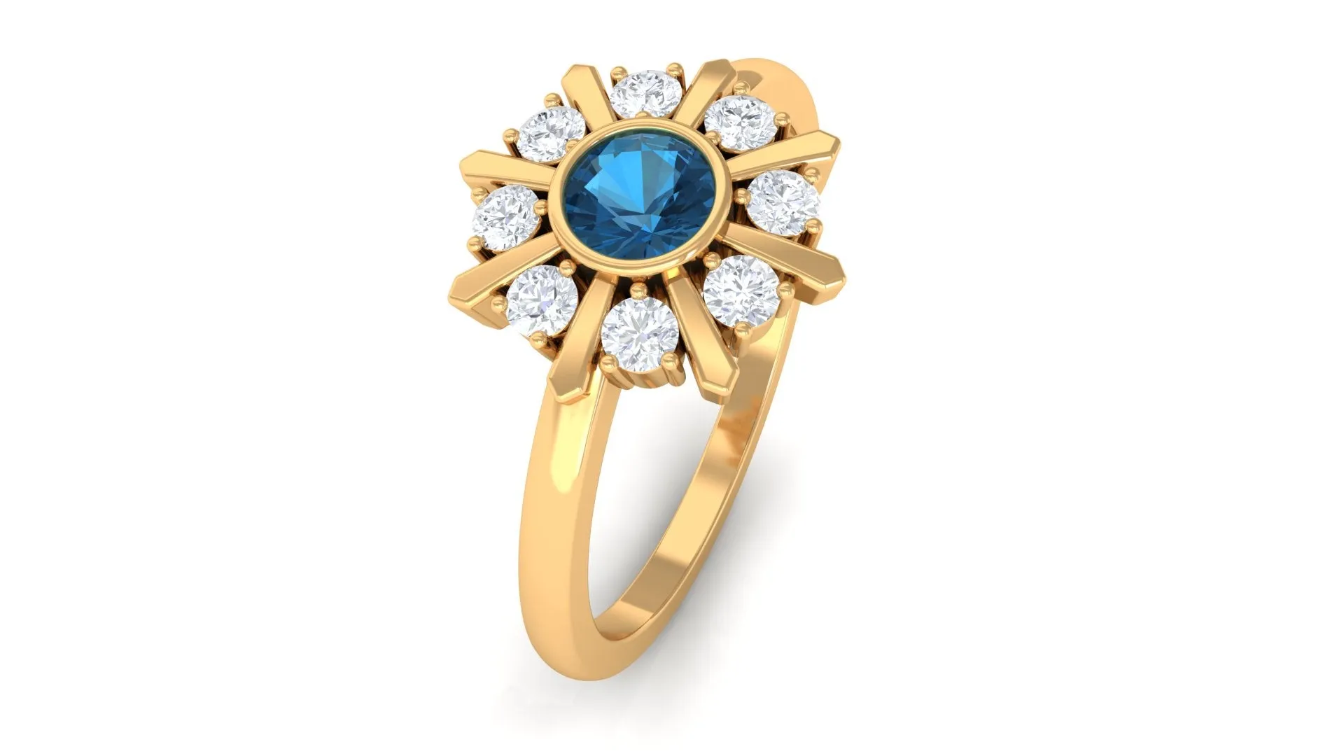 3/4 CT London Blue Topaz and Diamond Statement Ring