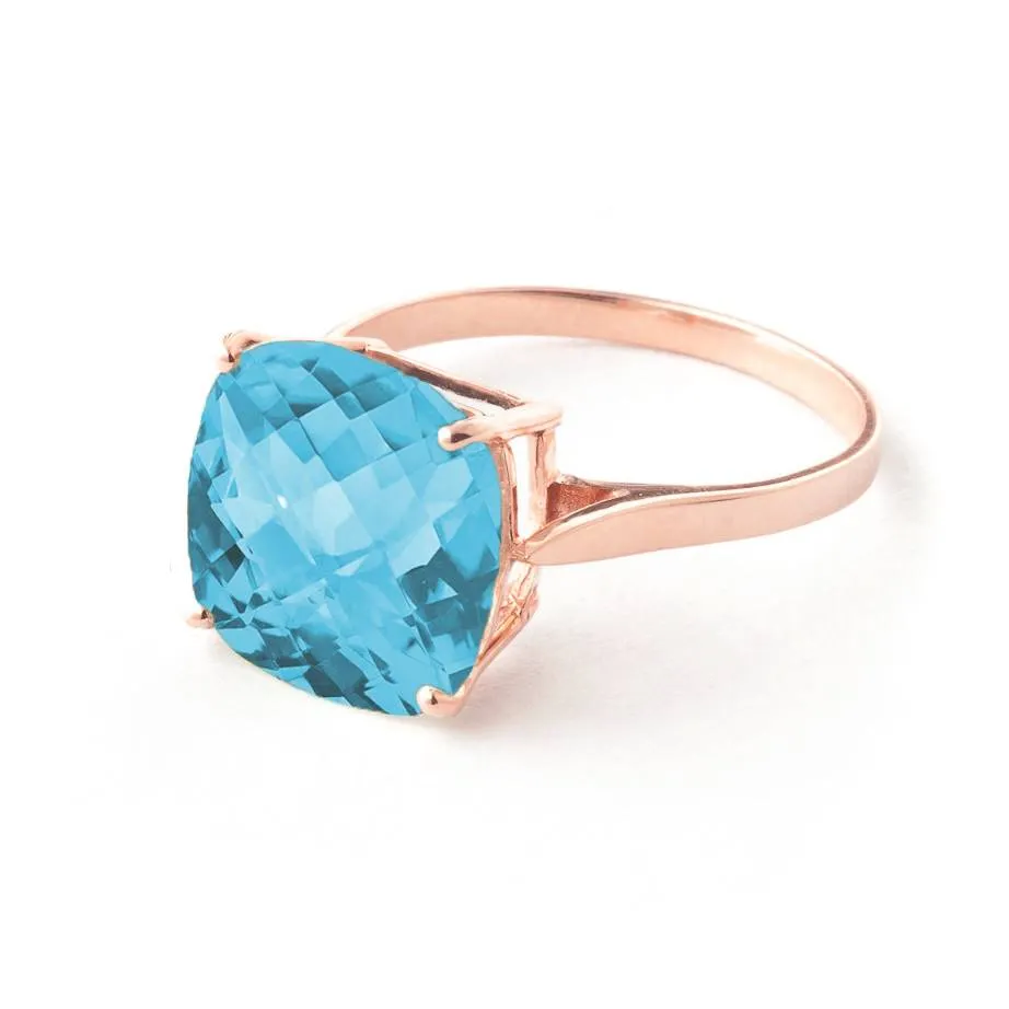 3.6 Carat 14K Solid Rose Gold Ring Natural Checkerboard Cut Blue Topaz