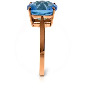 3.6 Carat 14K Solid Rose Gold Ring Natural Checkerboard Cut Blue Topaz