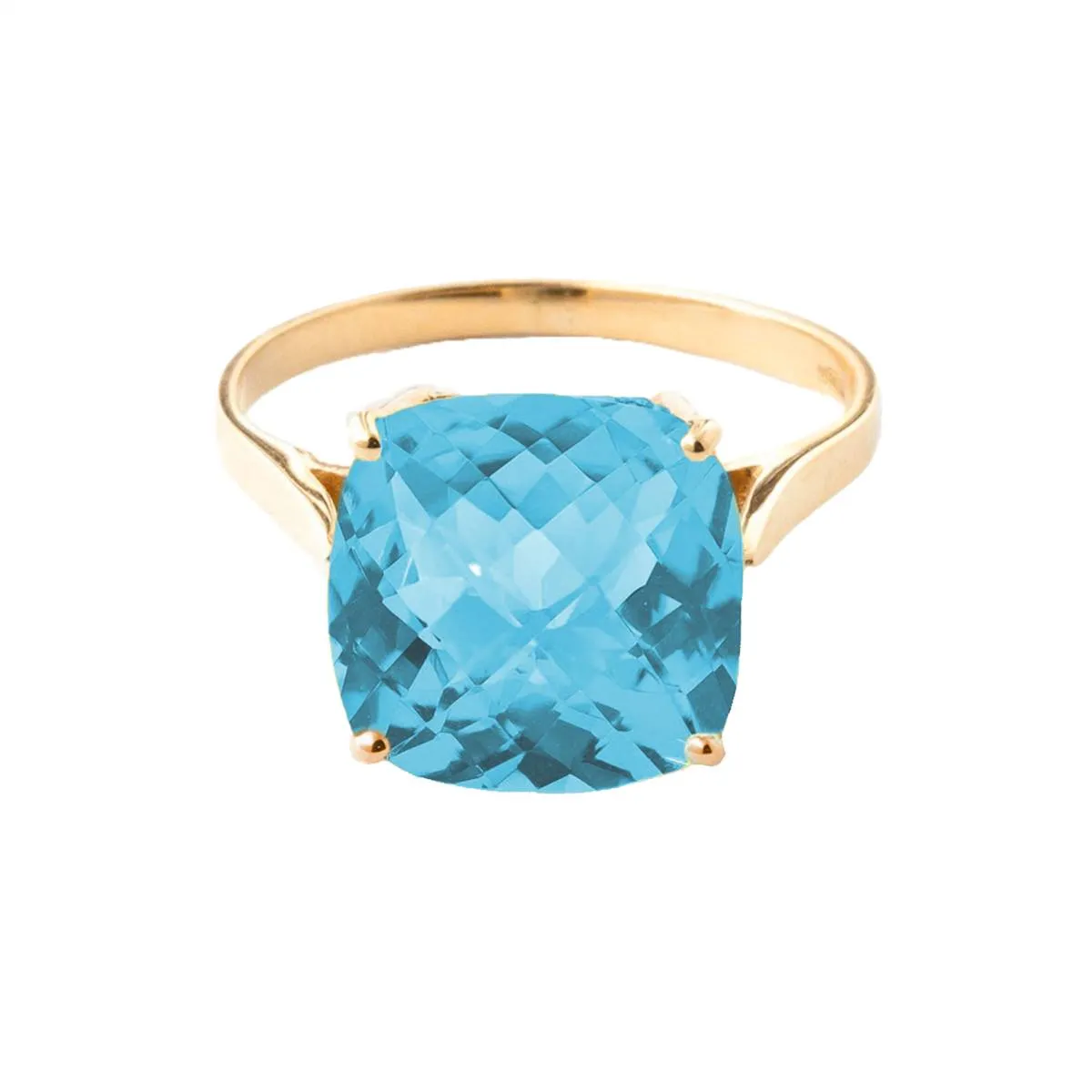 3.6 Carat 14K Solid Rose Gold Ring Natural Checkerboard Cut Blue Topaz