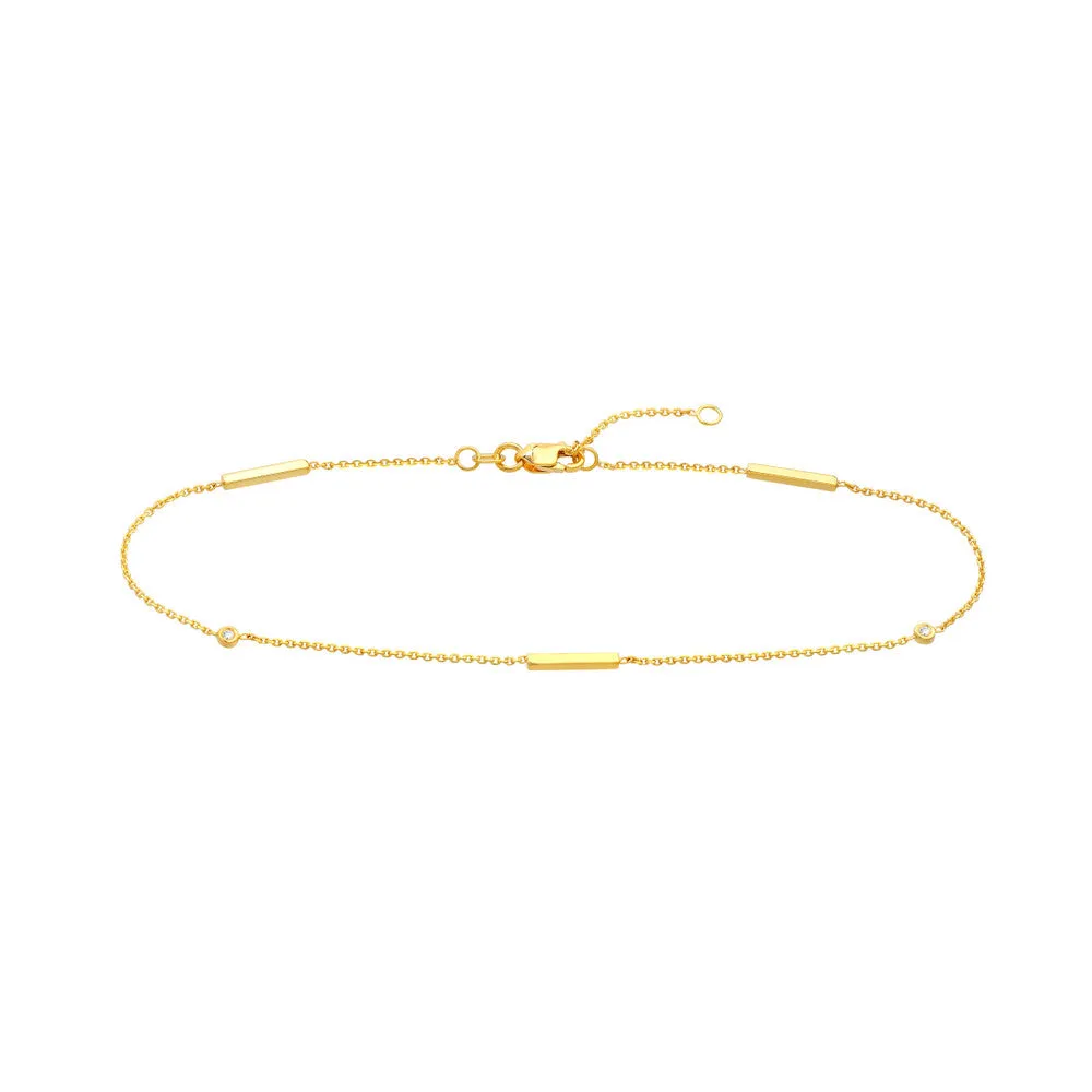 3pt Diamond Bezels and Bars Anklet