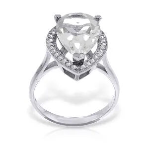 5.61 Carat 14K Solid White Gold White Orchid White Topaz Diamond Ring