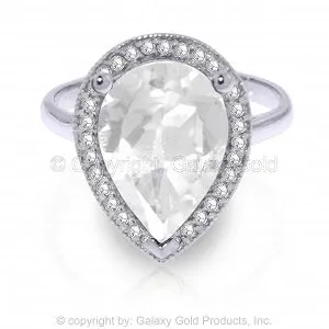 5.61 Carat 14K Solid White Gold White Orchid White Topaz Diamond Ring