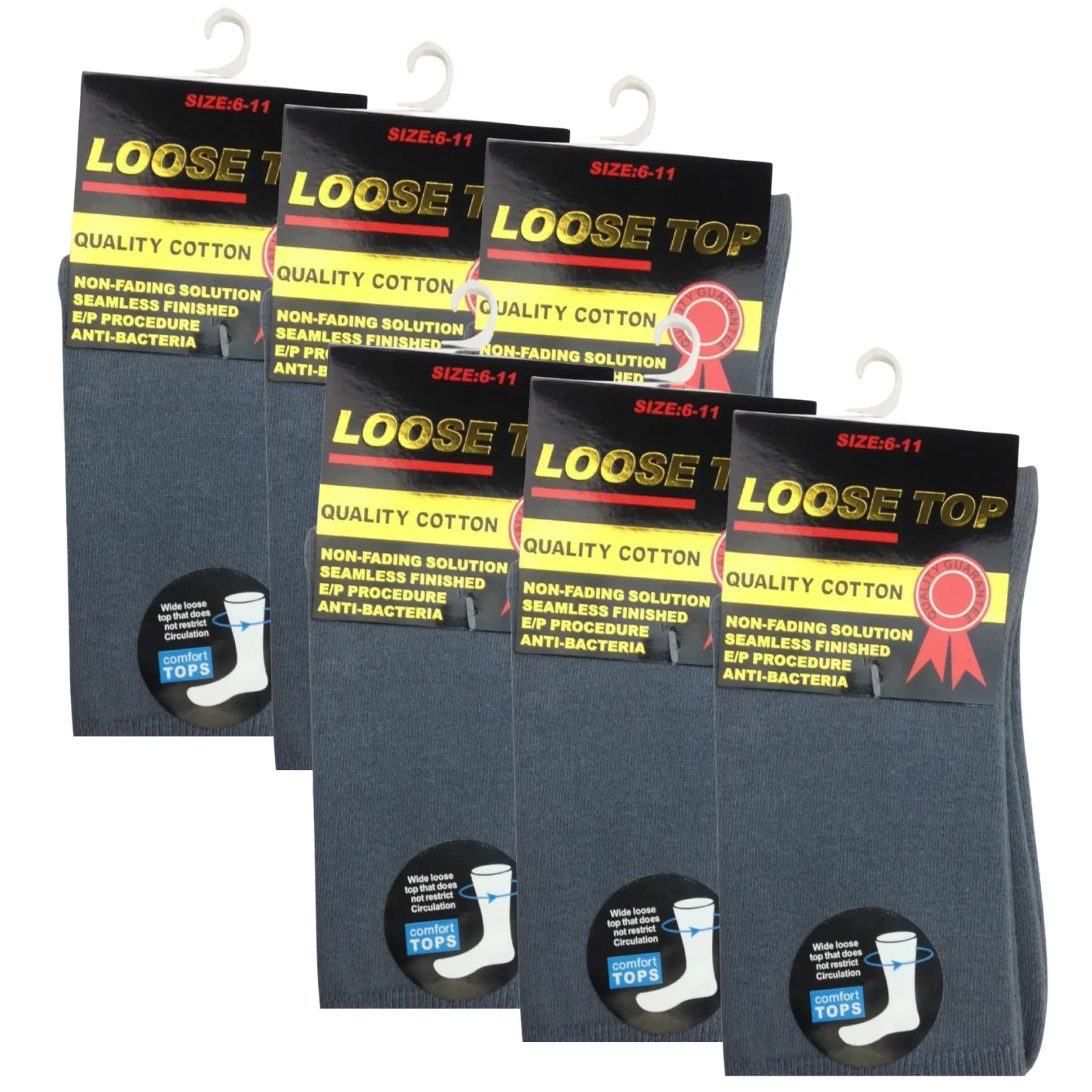 6x Pair COTTON Rich LOOSE TOP SOCKS Dress Medical Circulation Diabetic Comfort