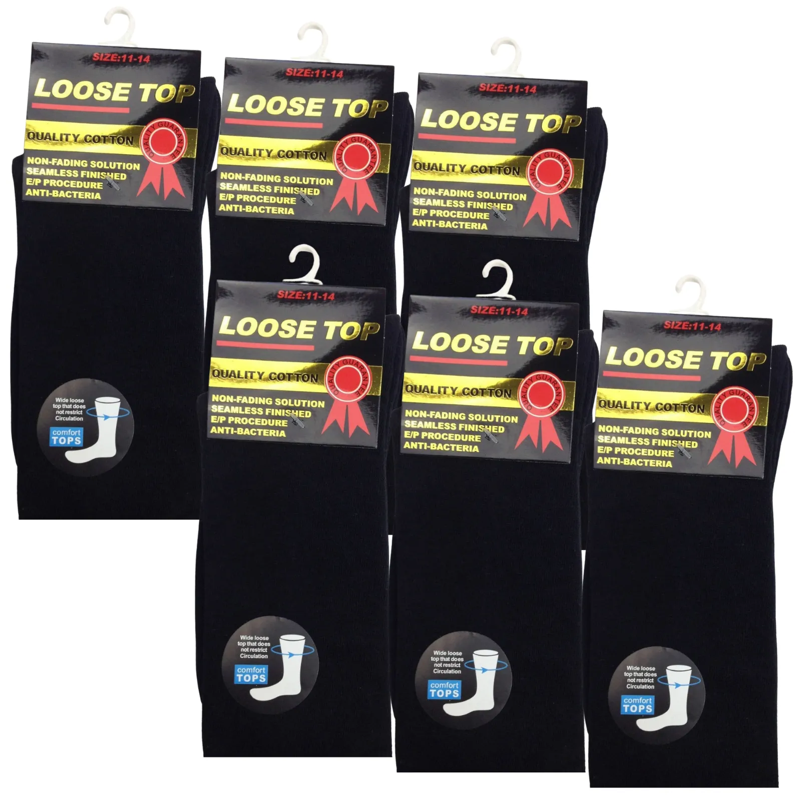 6x Pair COTTON Rich LOOSE TOP SOCKS Dress Medical Circulation Diabetic Comfort