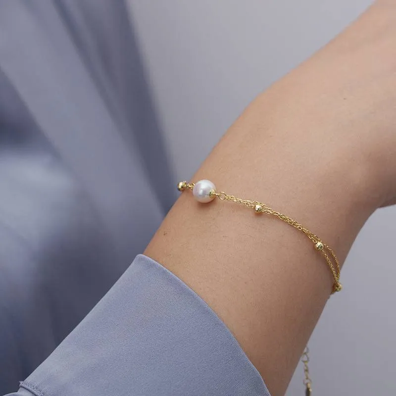 7-8mm Pearl Double Chain Bracelet