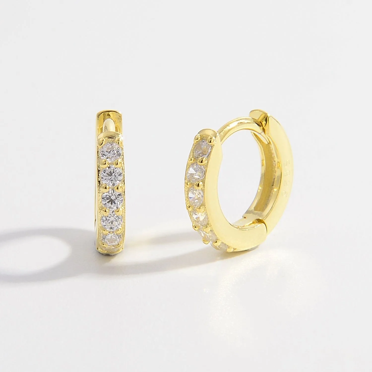 925 Sterling Silver Inlaid Zircon Huggie Earrings