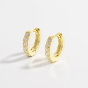 925 Sterling Silver Inlaid Zircon Huggie Earrings