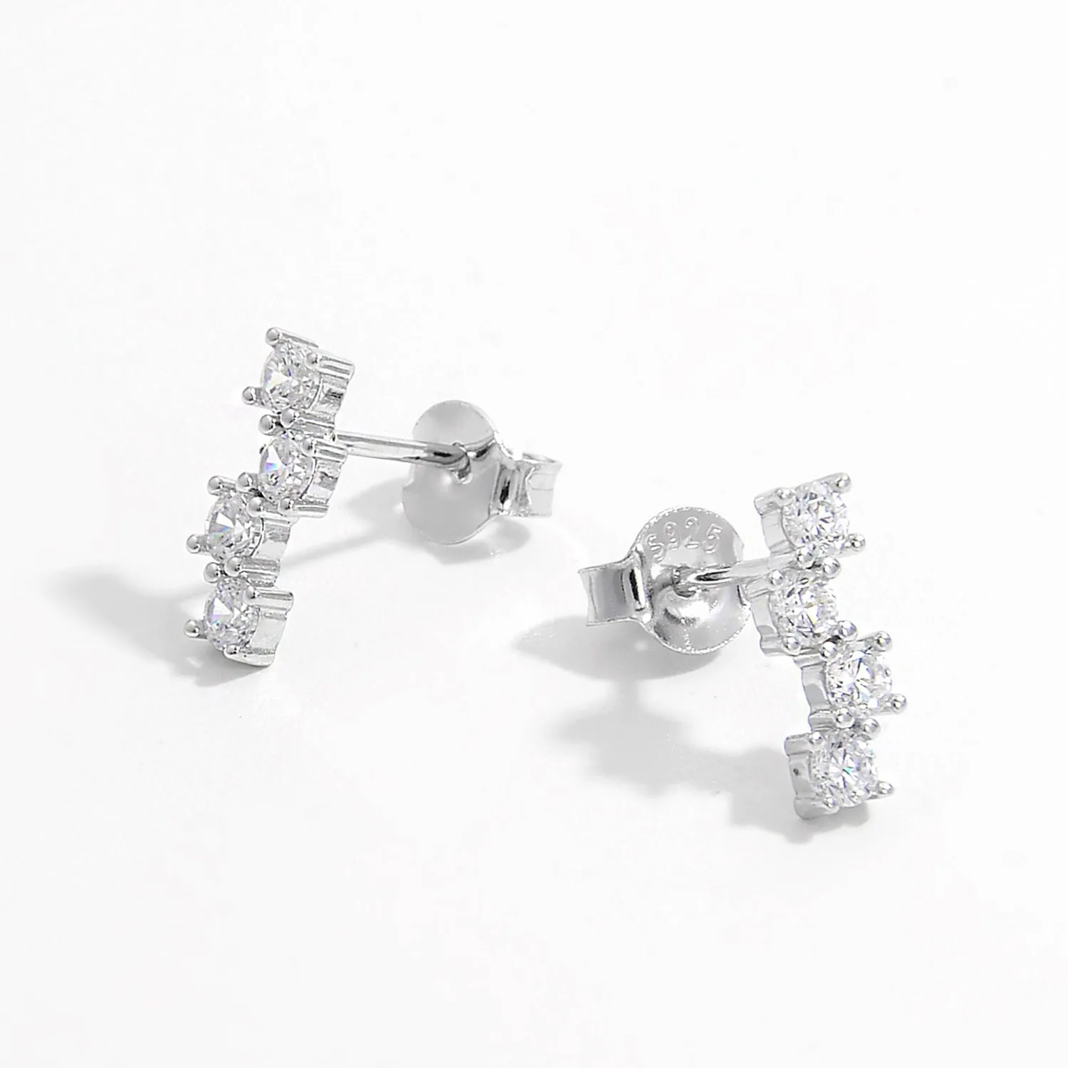 925 Sterling Silver Inlaid Zircon Stud Earrings