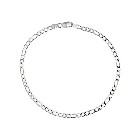 925 WHITE GOLD Filled Figaro Link Anklet 10