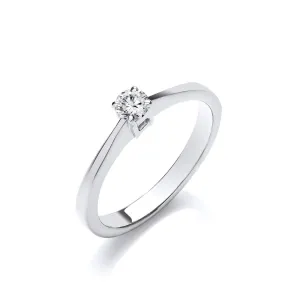 9ct White Gold Diamond Engagement Ring, Classic Tapered Elegance, 0.15ct, All Sizes