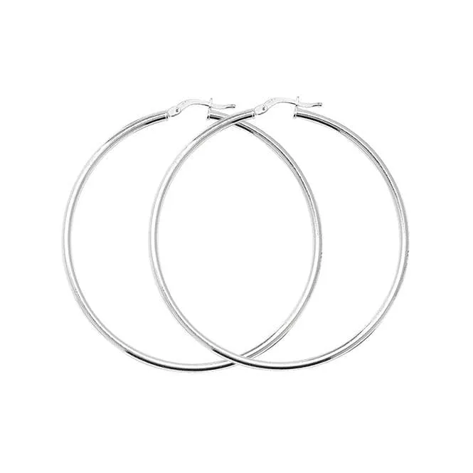 Acotis Silver Hoop Earrings Plain G5282