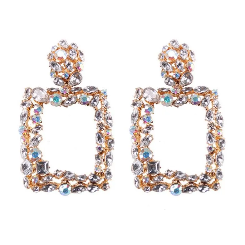 Akira Square Jewel Drop Earrings
