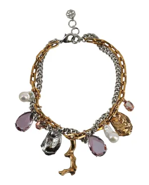 Alexander McQueen Womens Two-Tone Charms Chain Choker