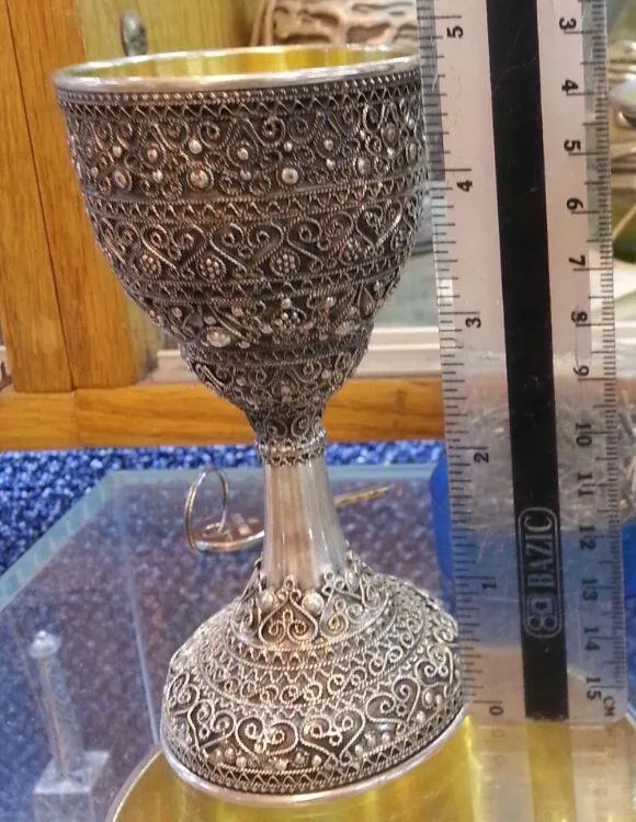All Silver Filigree Kiddush Wine Cup