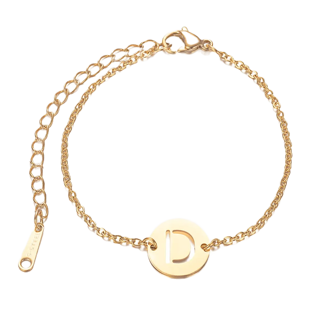 Alphabet Bracelet Gold Plated - Letter D