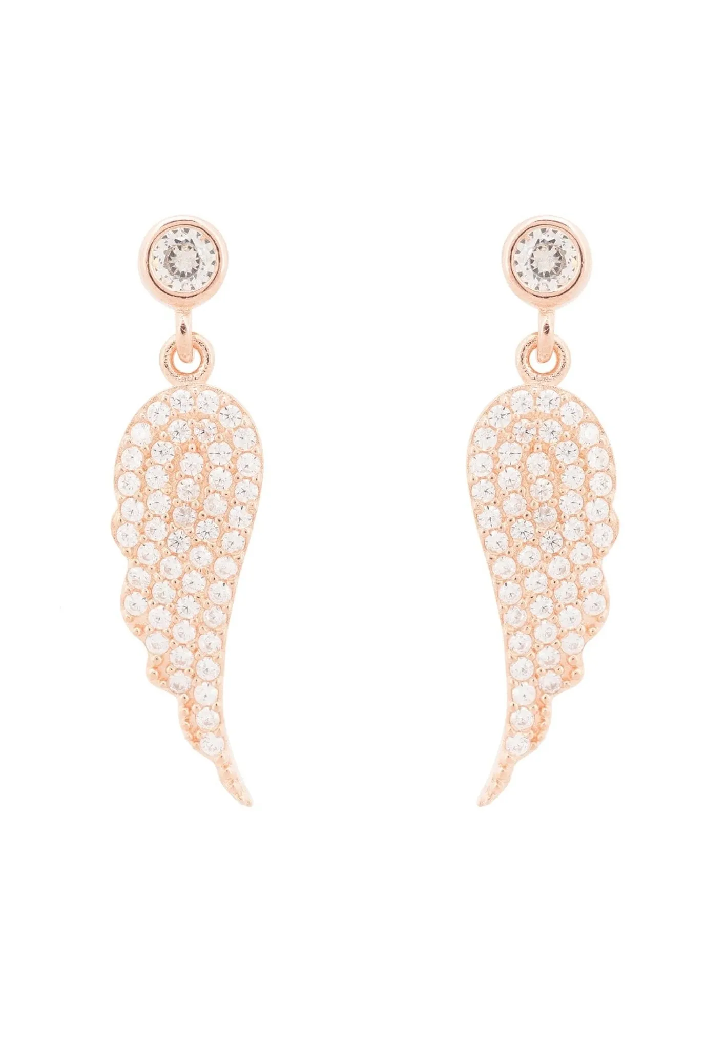 Angel Wing Small Drop Earrings Rosegold